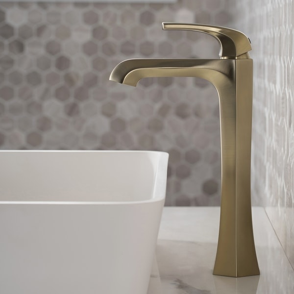 KRAUS Esta Single Handle 1-Hole Vessel Bathroom Faucet w/ Pop Up Drain