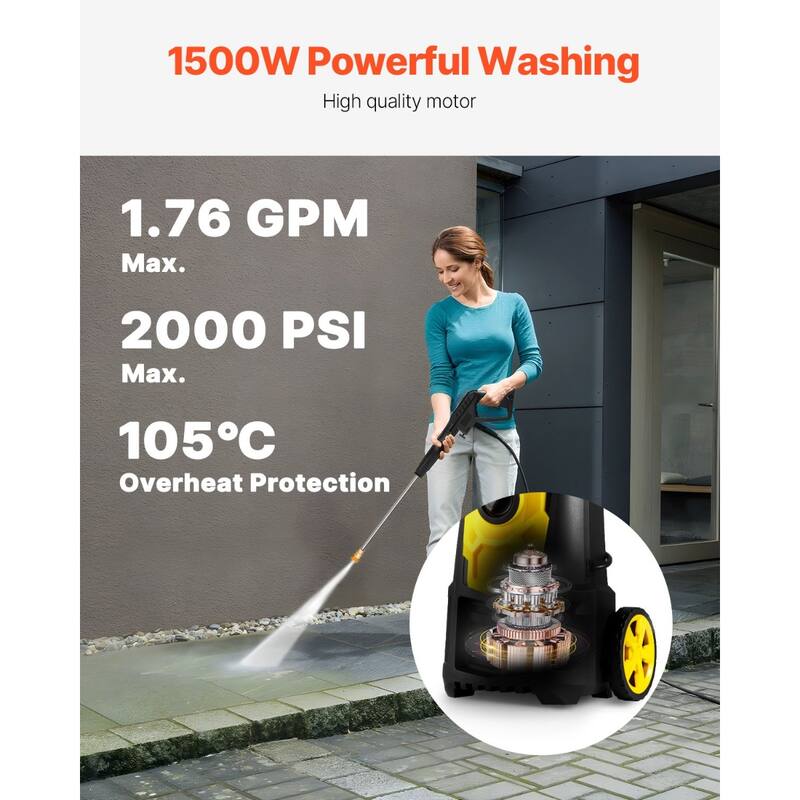 PP Electric Pressure Washer 2000PSI with 5 Nozzles