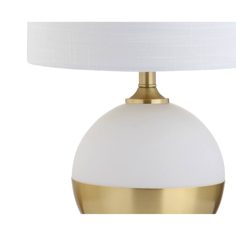 Estelle 23.5" Ceramic/Metal LED Table Lamp, White/Brass by JONATHAN Y