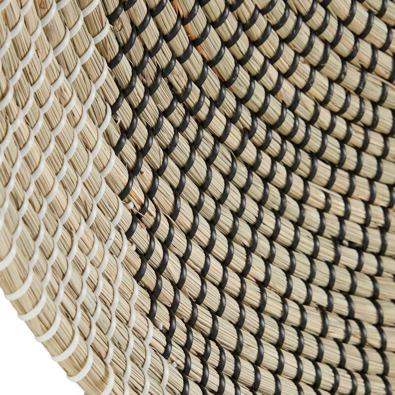 Brown Seagrass Handmade Spiral Basket Plate Home Wall Decor (Set of 3)