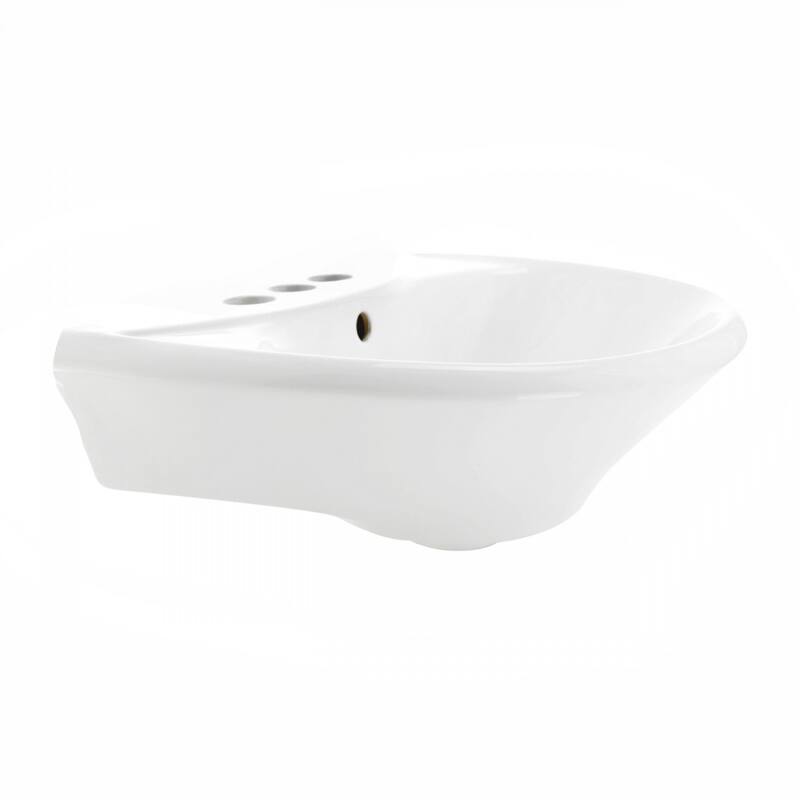 Ondine White Porcelain Pedestal Sink with Overflow and 4" Centerset Faucet Holes