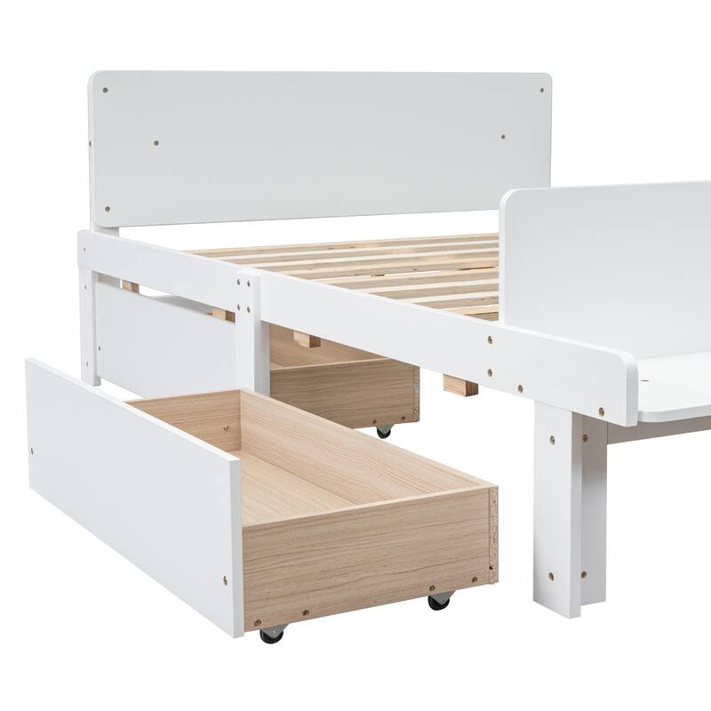 Full Bed with Footboard Bench,2 drawers