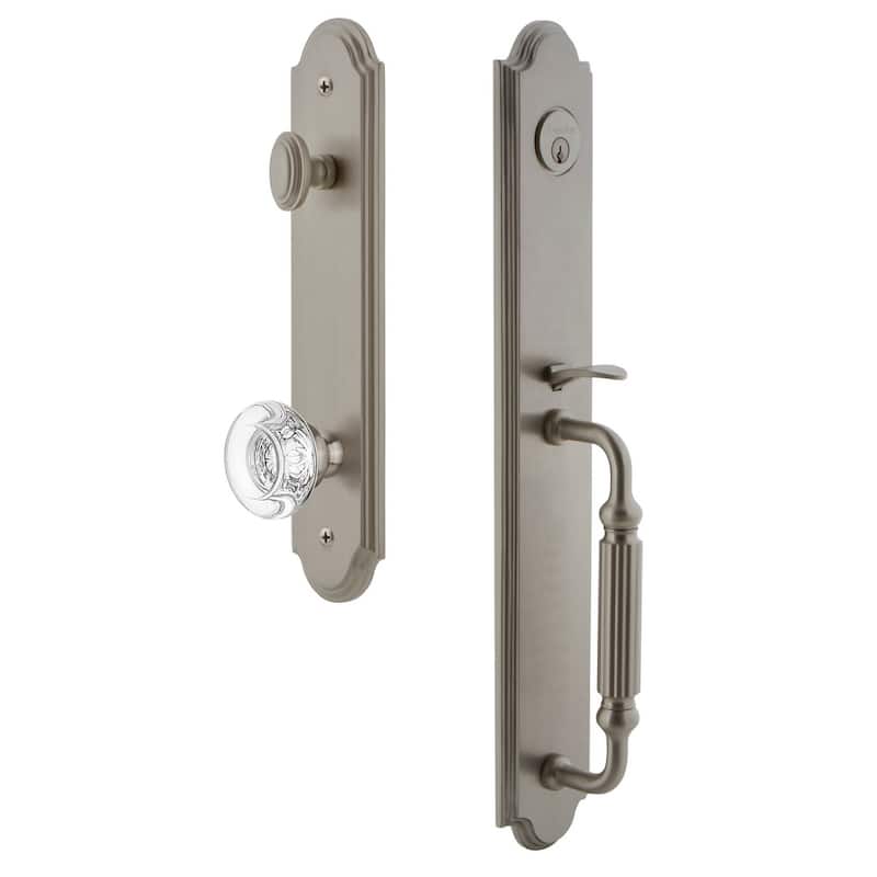 Grandeur Arc Solid Brass Rose Keyed Entry Single Cylinder Full Plate - Satin Nickel