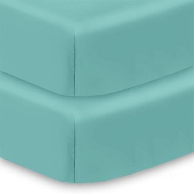 BreathableBaby Cotton Percale Fitted Sheet, For 52" x 28"/132 x 71 cm Crib & Toddler Bed Mattress, Solids (2-Pack)