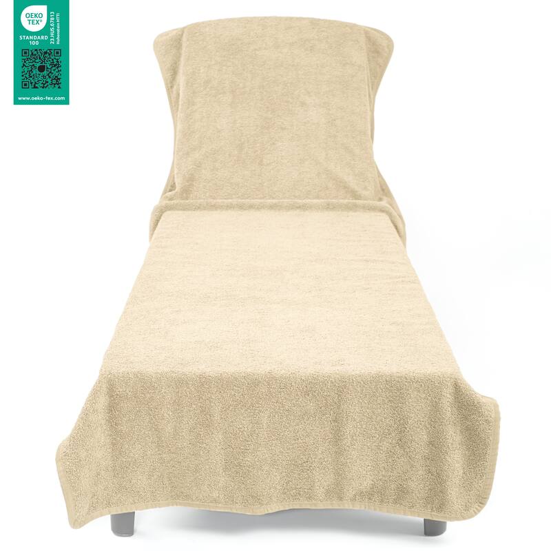 American Soft Linen Beach and Pool Lounge Chair Towel with Pocket