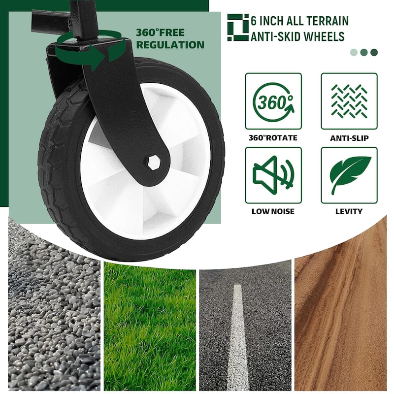 Collapsible Utility Wagon with Storage Straps - 225lb Capacity Foldable Cart, Green