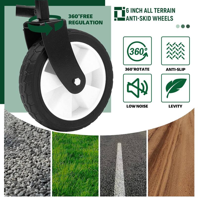 Patterned Collapsible Utility Wagon - Light Blue Floral Design with Storage Straps, 225lb Capacity