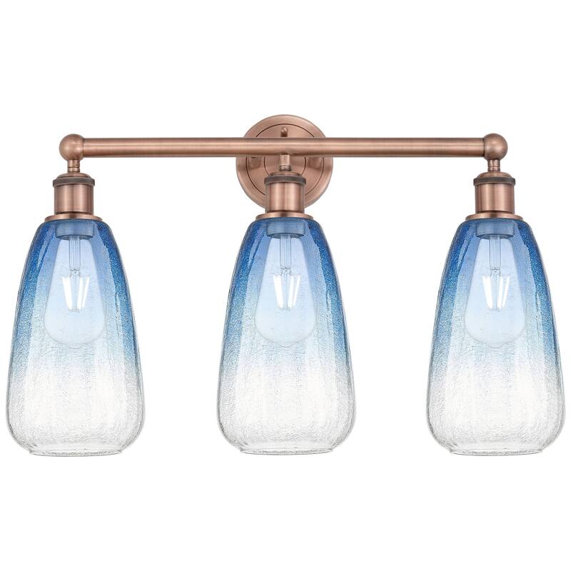 Innovations Lighting 616-3W-16-24 Brookhaven Almond Vanity Brookhaven - Antique Copper / Sapphire Blue