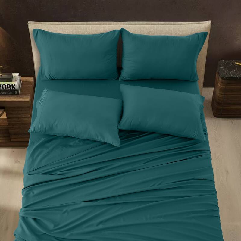 6 Piece Bed Sheet Set Deep Pocket Ultra Soft Microfiber Bedding Sheets
