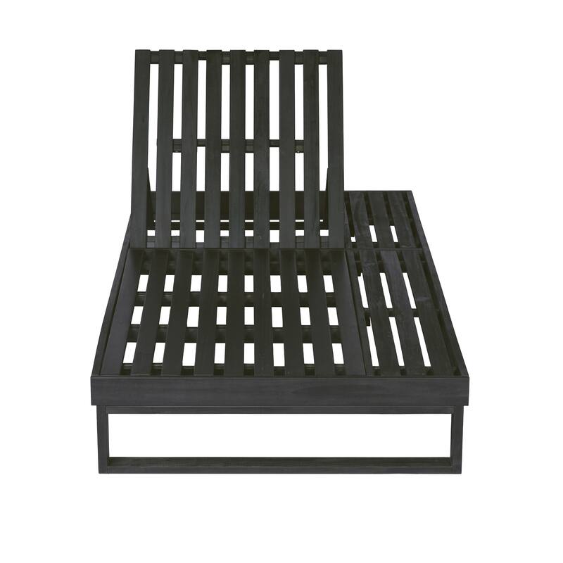 Christopher Knight Home - Modern Outdoor Acacia Wood Chaise Lounge with 4-Position Adjustable Backrest & 3-Fold Cushion