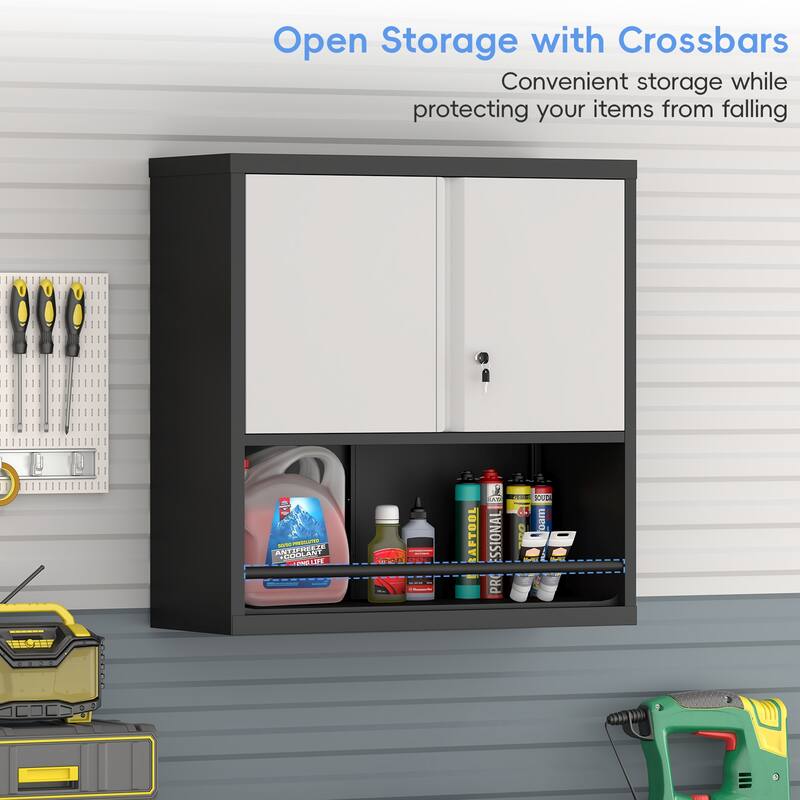2 Doors Metal Storage Cabinet Kitchen Pantry Cabinet With Adjustable Shelves Tall Steel Cabinet Locker