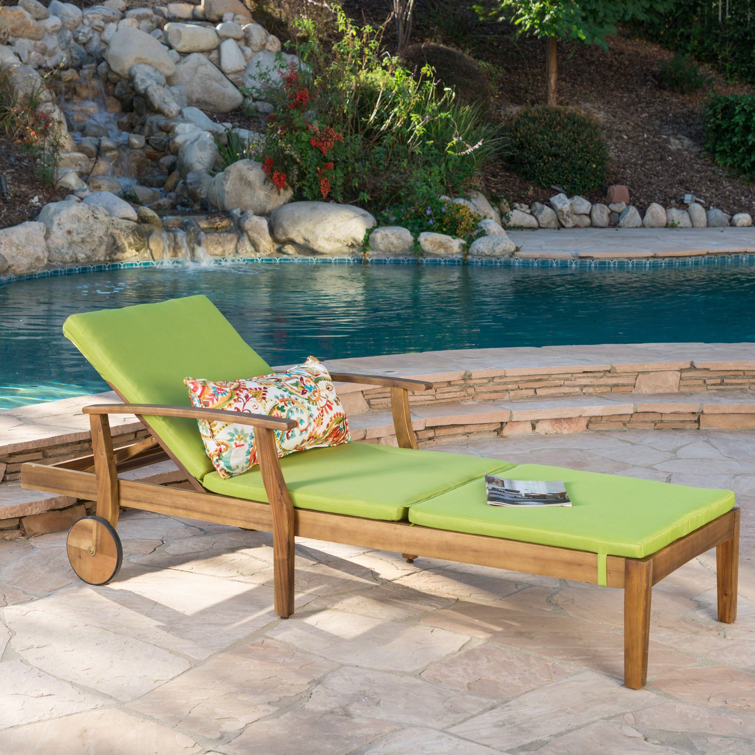 Perla outdoor acacia wood chaise lounge outlet
