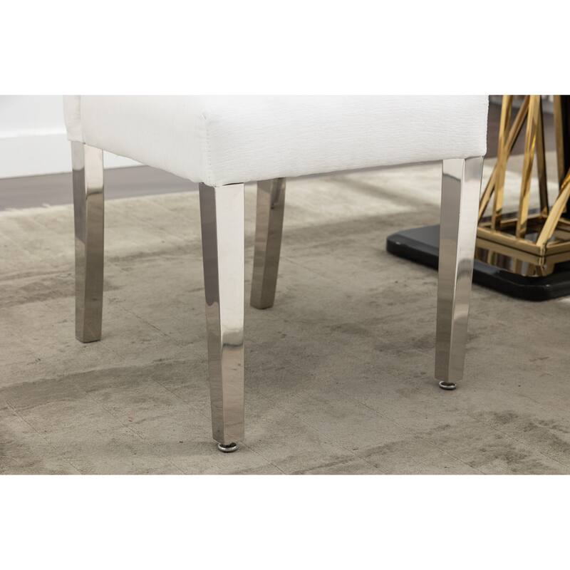 Modern Velvet Upholstery Dining Chairs Set of 2 - Stainless Steel Legs & S-Shaped Springs