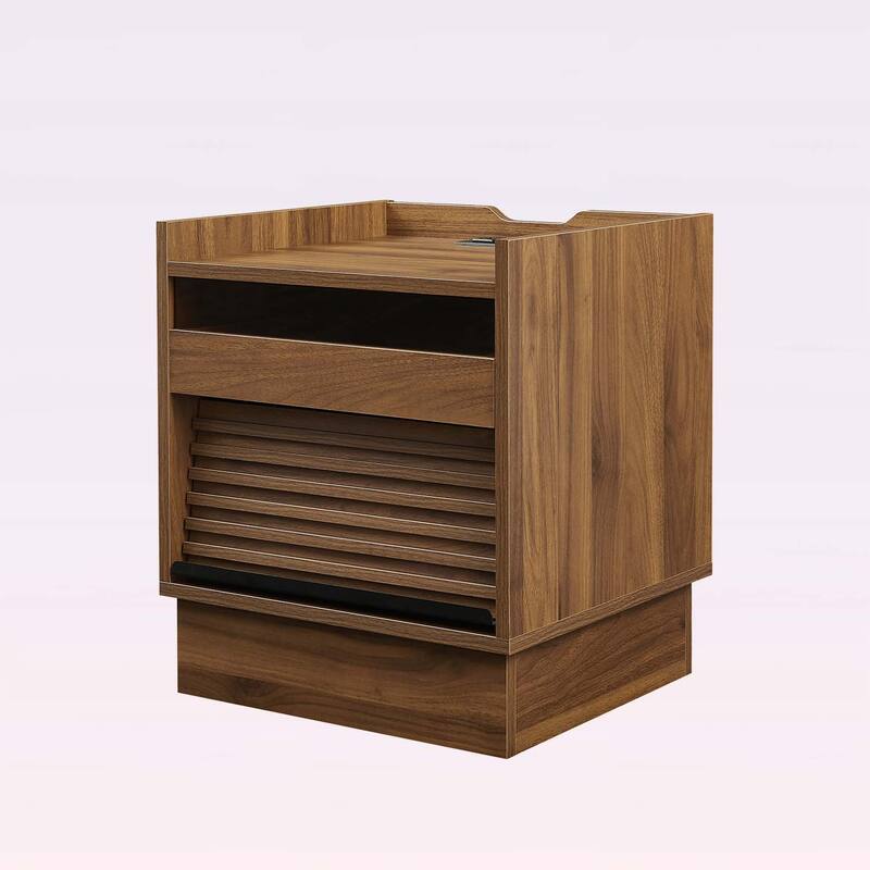 Modern Nightstand with Charging Station and LED Lights