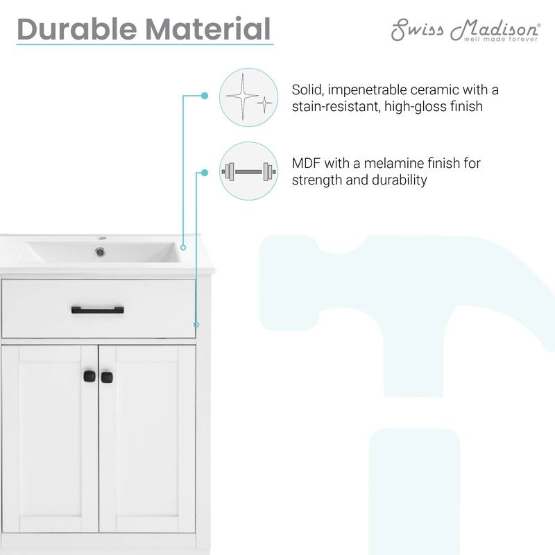 Swiss Madison SM-BV431 Burdon 24" Free Standing Single Basin Vanity