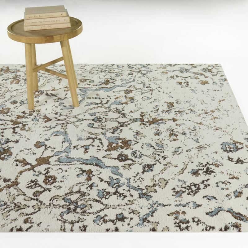 Ptolemy Distressed Transitional Area Rug - Rust/Blue/Cream - 5'3" x 7'