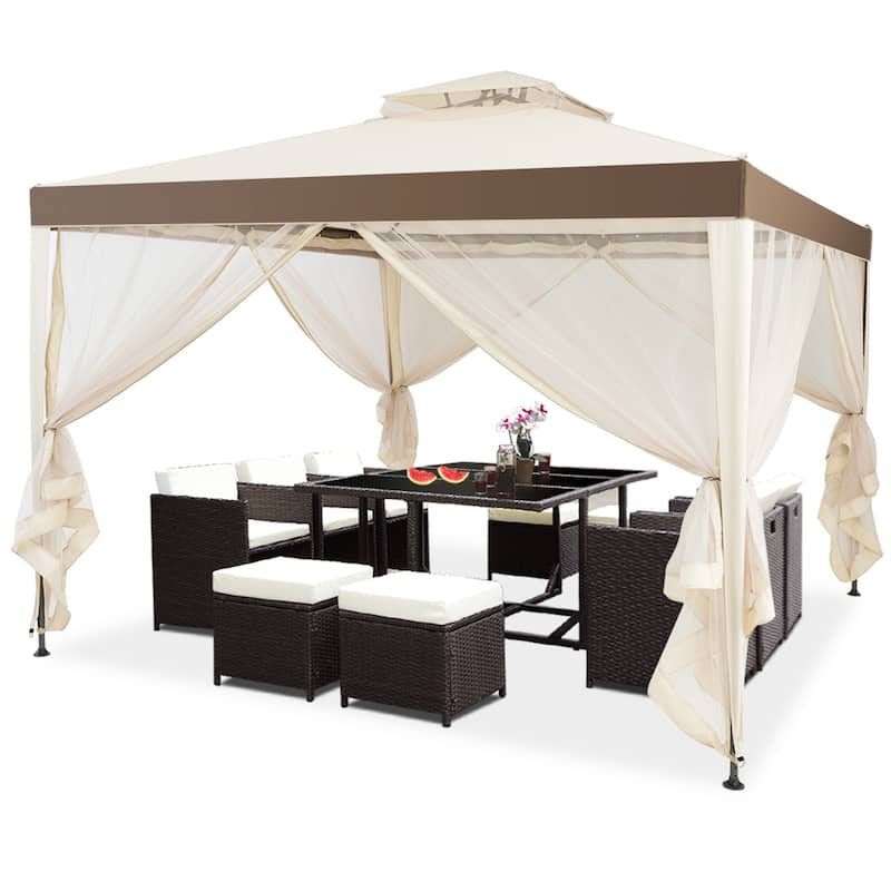 10’x 10’ 2-tier Canopy Gazebo Tent Outdoor Netting Picnic Party Sun - See Details