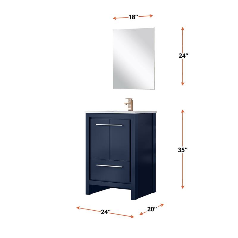 Lafarre Bath Vanity with Quartz Top, Sink, Mirror and Rose Gold Faucet