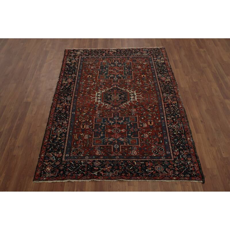 Hand Knotted Oriental 100% Wool Carpet Traditional Tribal Oranges & Rust Gharajeh Area Rug - 6' 4'' X 4' 6''