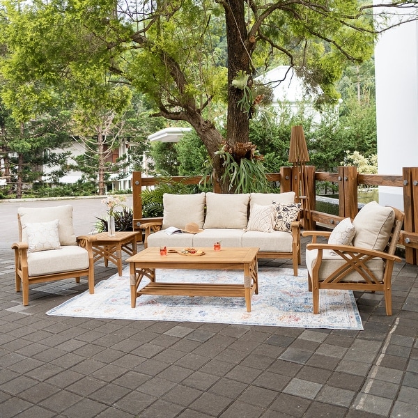 Cambridge Casual Lowell 8piece Teak Patio Sectional Set with Cushion