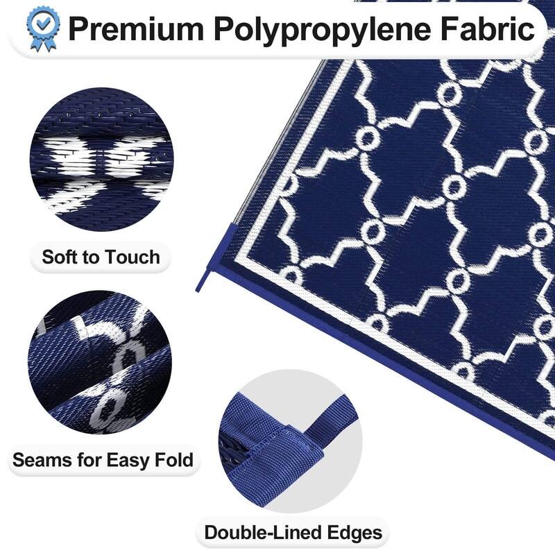 Outdoor Reversible Rugs for Patio, Outside Plastic Carpet - 6' x 4' (Rectangular)
