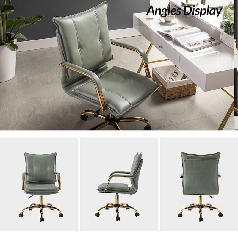 Zarina Modern Faux Leather Swivel Office Desk Chair with Height-adjustable by HULALA HOME