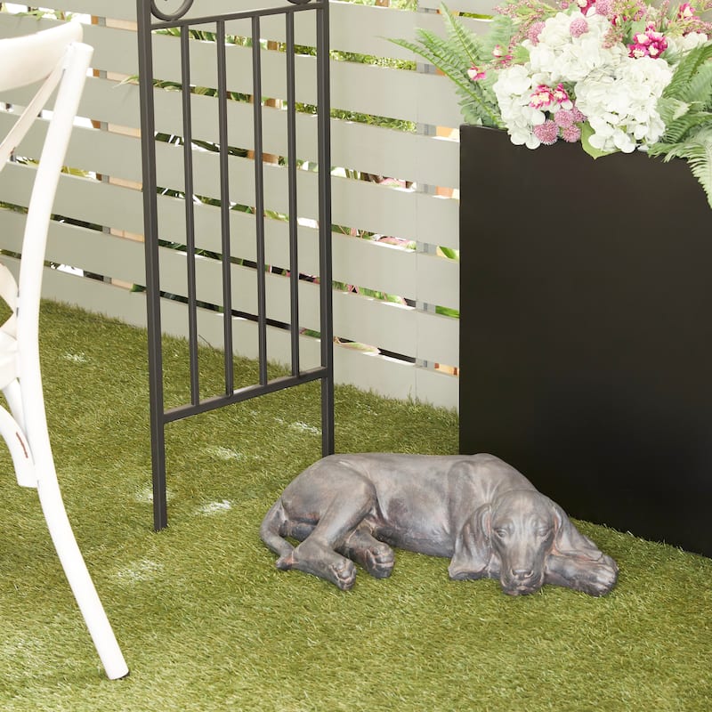 Magnesium Oxide Indoor Outdoor Dog Garden Sculpture - Grey or Dark Grey - 23 x 13 x 6 - Black