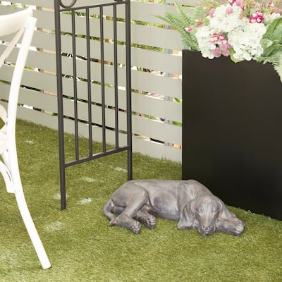 Magnesium Oxide Indoor Outdoor Dog Garden Sculpture - Grey or Dark Grey - 23 x 13 x 6