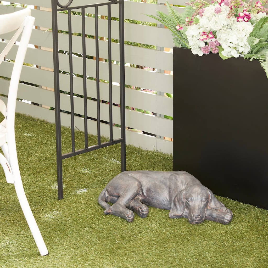 Magnesium Oxide Indoor Outdoor Dog Garden Sculpture - Grey or Dark Grey - 23 x 13 x 6