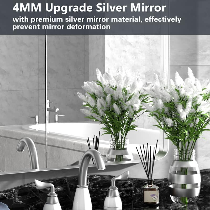 Modern Rounded Rectangle Wall Mirror with Stainless Steel Frame for Bathroom Vanity(1 Piece)