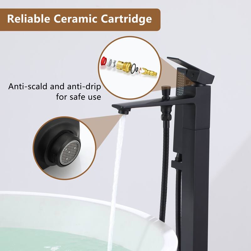 Bathtub Faucet, Single Handle Floor Mounted Free Standing Bathtub Faucet