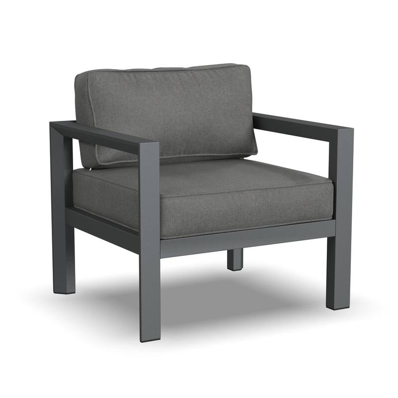 Homestyles Grayton Outdoor Aluminum Sofa with Lounge Chairs and Coffee Table - 81" x 26" x 29"