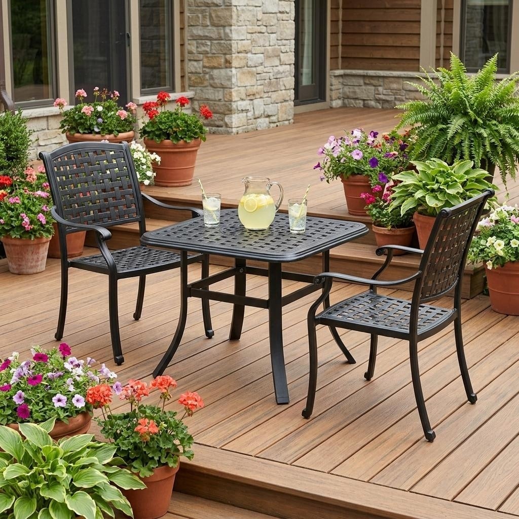 24 square patio table with umbrella hole PHI VILLA 37" Metal Steel Slat Dining Backyard Bistro Table Outdoor Furniture Garden Table, 1.57 Hole, Black : Patio, Lawn & Garden You can place hot dishes of your favorite food right on the tabletop without worrying about damage 24" Black Square Metal Outdoor