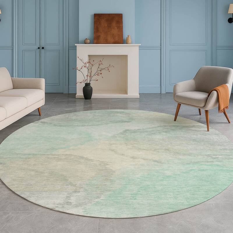 Machine Washable Indoor/ Outdoor Abstract Muted Chantille Rug
