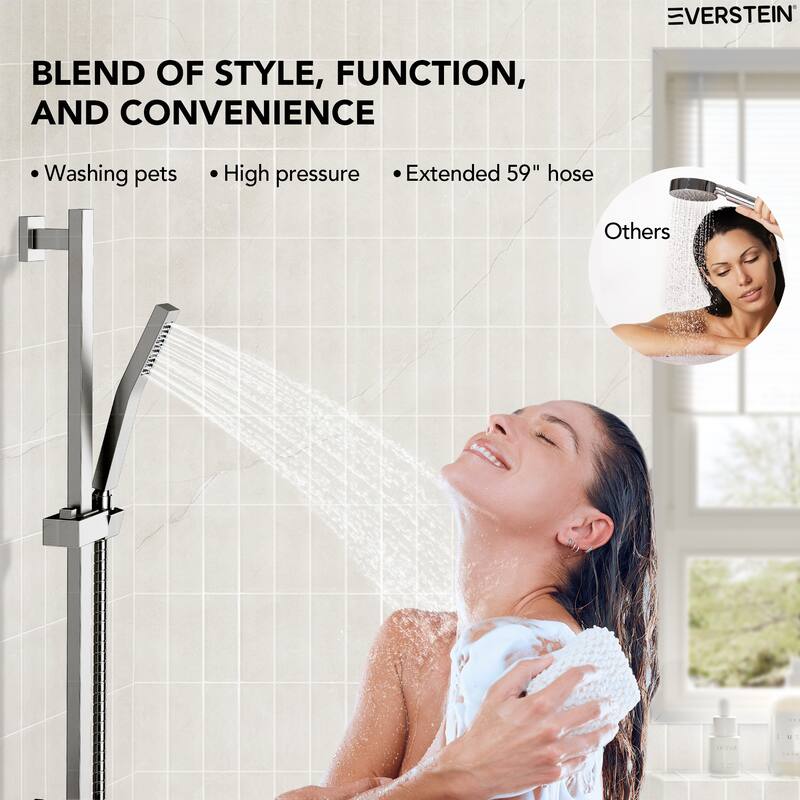 Dual-Function Wall Mounted Waterfall & Rainfall Shower Faucet Set With Rough-In Valve - 22"*10"