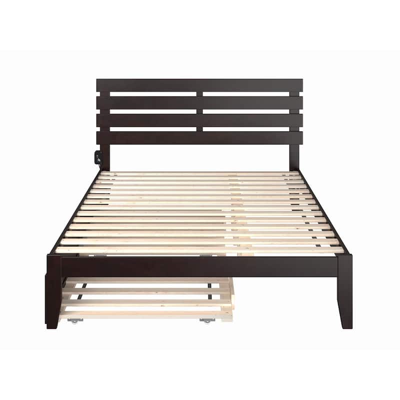 Twin XL Trundle Bed with Storage - Modern Espresso Finish - Home Bedroom Furniture