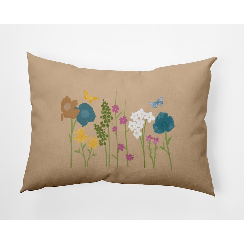 Little Garden Decorative Throw Pillow - 14" x 20" - Taupe