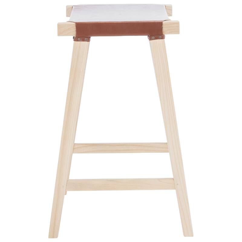 SAFAVIEH Luxita 30-inch Leather Rectangle Bar Stool - 18.5" x 20" x 30" - 19Wx20Dx30H