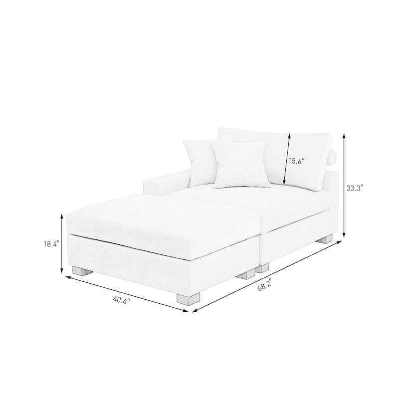 Oversized Chenille Modular Armchair And Ottoman Set Living Room Set