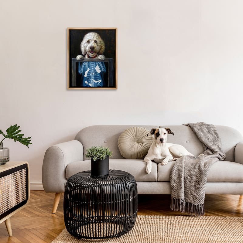 Stupell Funny Dog X-Ray Snacks Framed Floater Canvas Wall Art by Lucia Heffernan