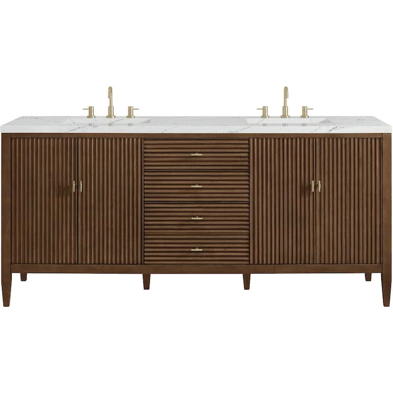 James Martin Vanities 485-V72-FENC Myrrin 72" Free Standing Double - Mid-Century Walnut - Walnut Finish