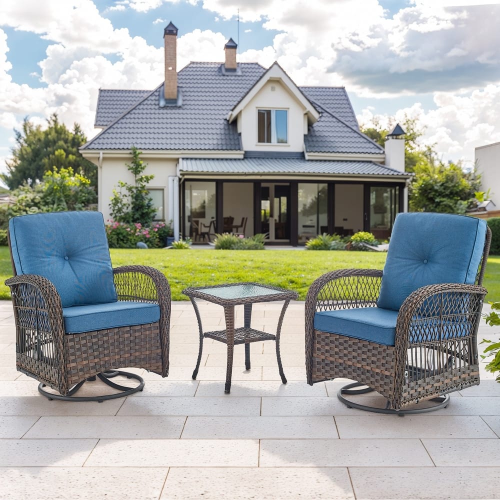 Gymojoy Patio Furniture Set Outdoor Wicker Swivel Glider Chairs Set