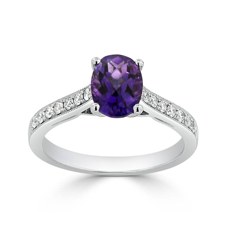 Auriya 3/4ct Fancy Oval Purple Amethyst and Diamond Engagement Ring 1/4ctw 14k Gold
