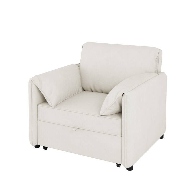 Convertible Pull Out Sofa Bed, 3-in-1 Sleeper Chair Adjustable Backrest with Thicked Cushions, Multi-Functional Armchair