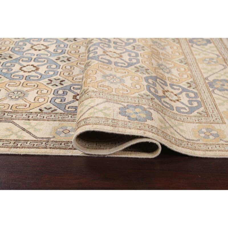 Vegetable Dye Khotan Oriental Wool Area Rug Hand-knotted Office Carpet - 5'11" x 8'10"