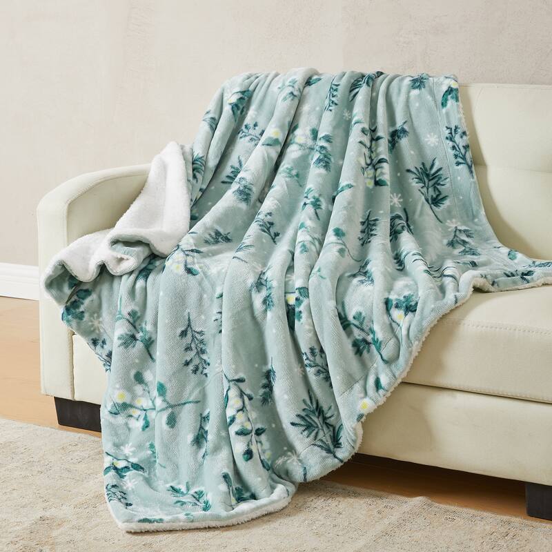 Linery & Co. Velvet Plush Reversible Sherpa Throw Blanket