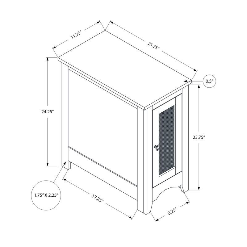 Transitional Accent Table With Storage Space, End/Side Table, Narrow Nightstand For Bedroom, Living Room