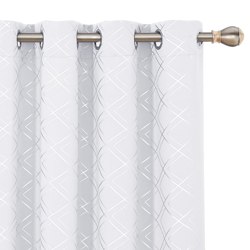 Deconovo Silver Geometric Curtain Panel Pair(2 Panel)