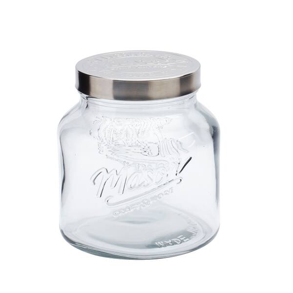 Mason Craft Craft and More, 2 Liter Large Square Glass Clamp Jar, Set of 2  