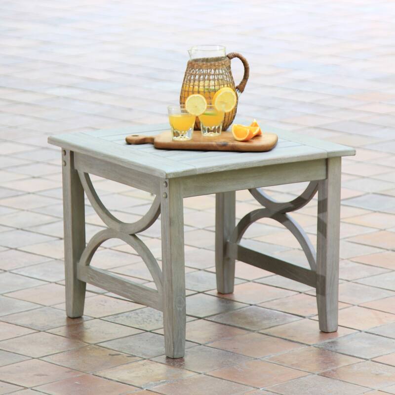 Cambridge Casual Lowell Teak Outdoor Side Table - Weathered Gray